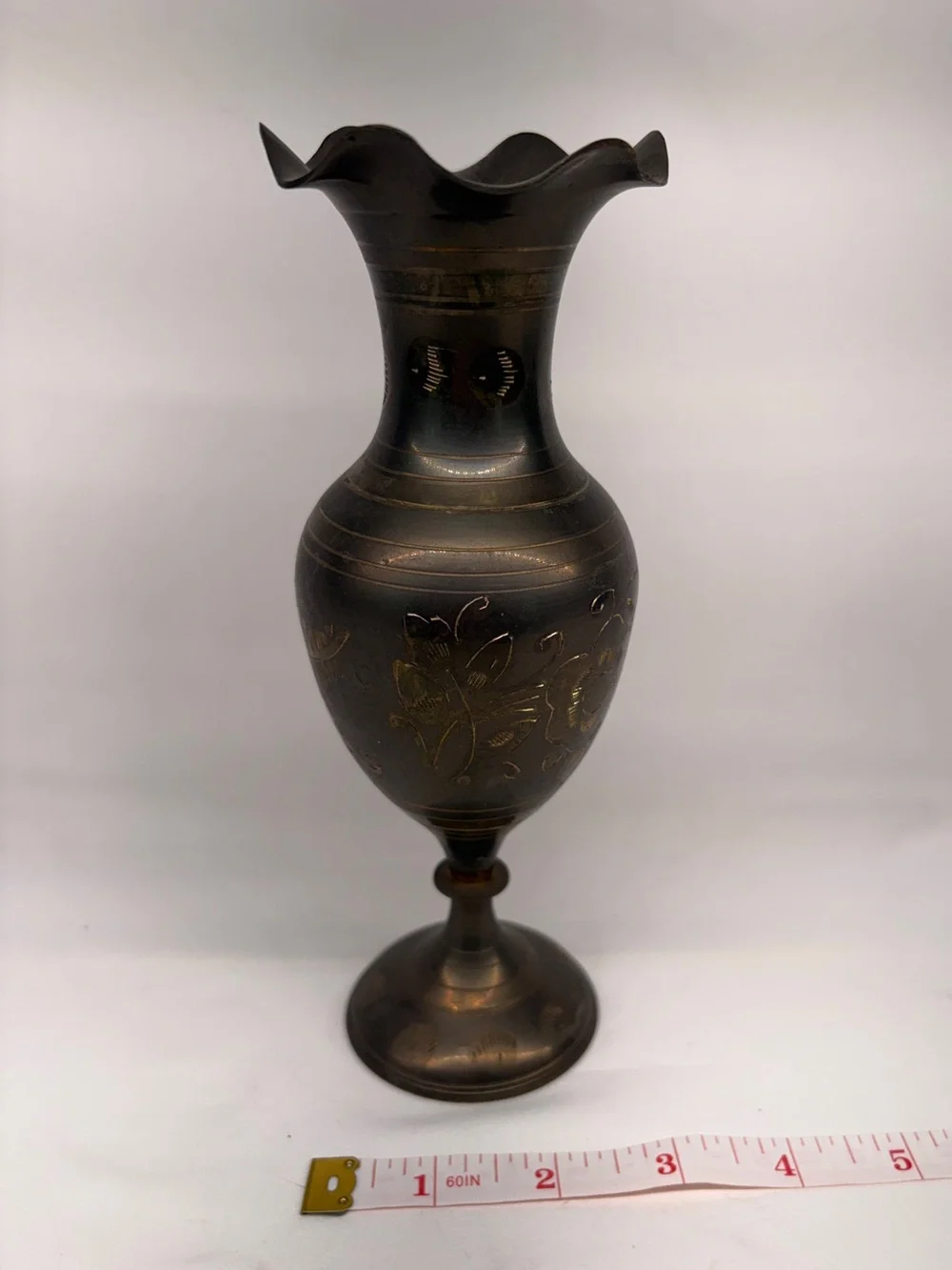 Decorative Bronze-Tone Floral Pedestal Vase - Home Accents